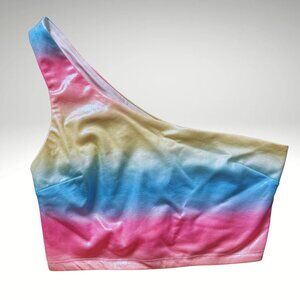 Forever 21 Rainbow One-Shoulder Crop Top 🌈